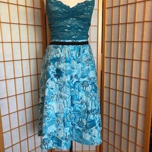 Watercolor Cityscape Casual Skirt - Early 00s